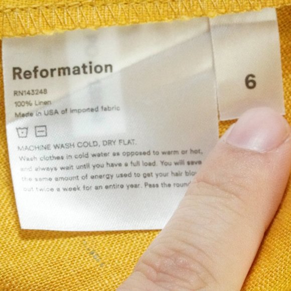 Reformation Midi Dress Womens 6 Mustard Yellow 100% Linen - Picture 4 of 11